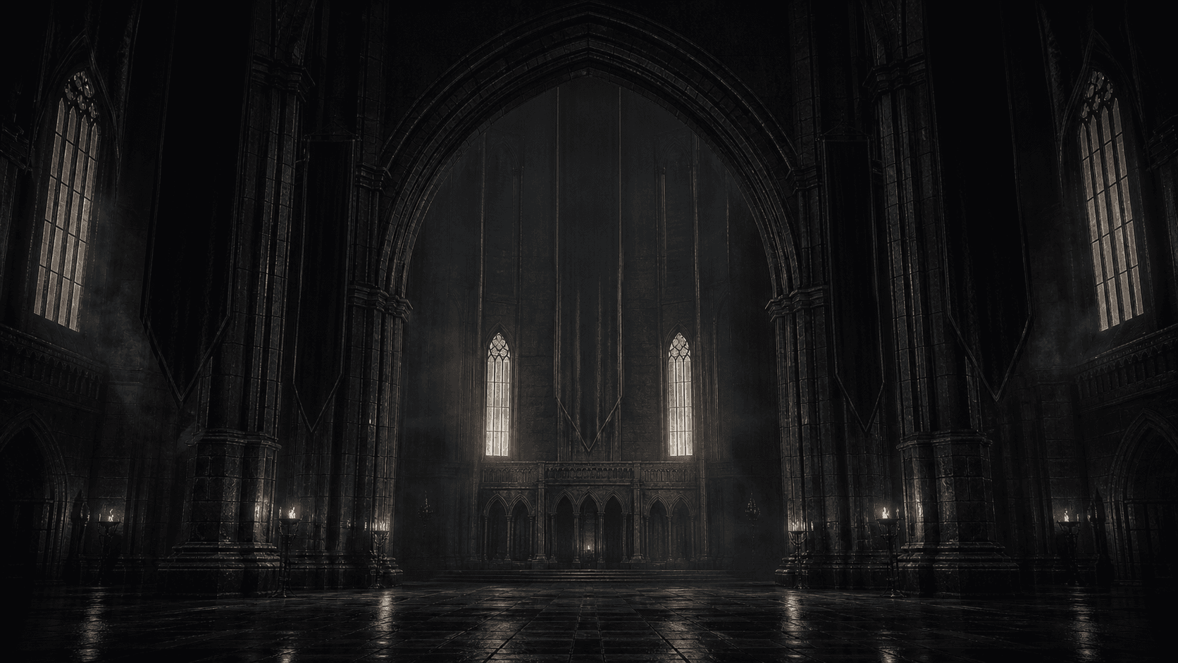 Architecture gothique monumentale sombre